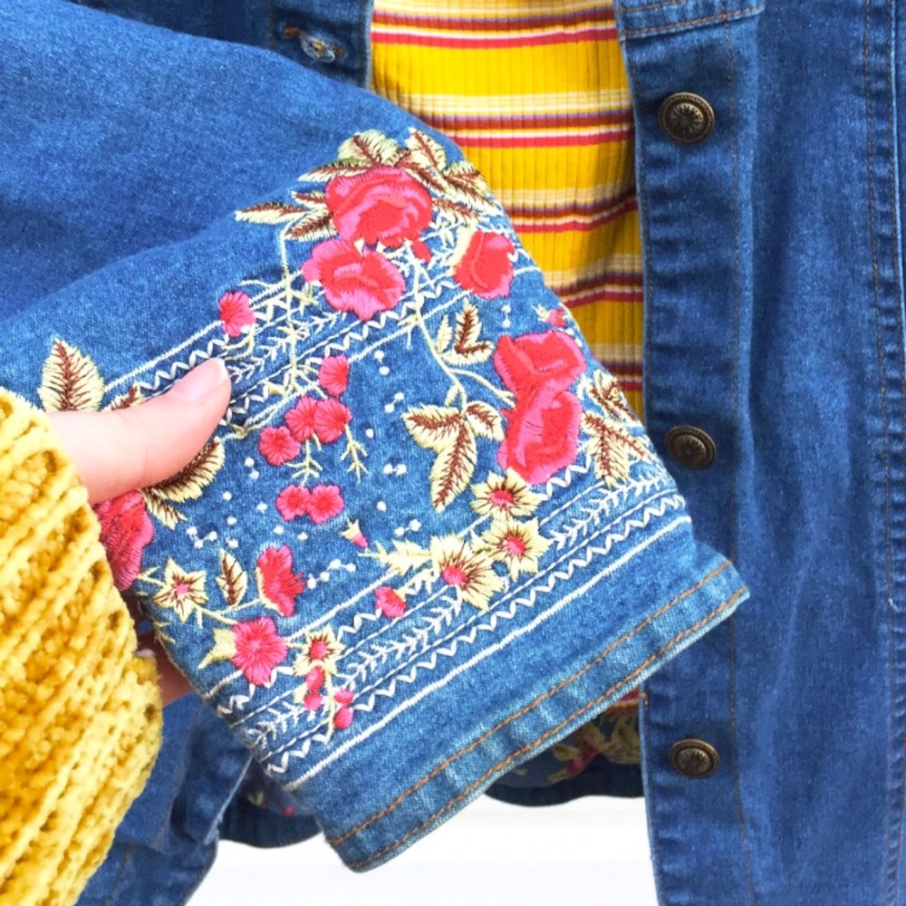 Vintage Embroidered Jean Jacket + Tank Duo